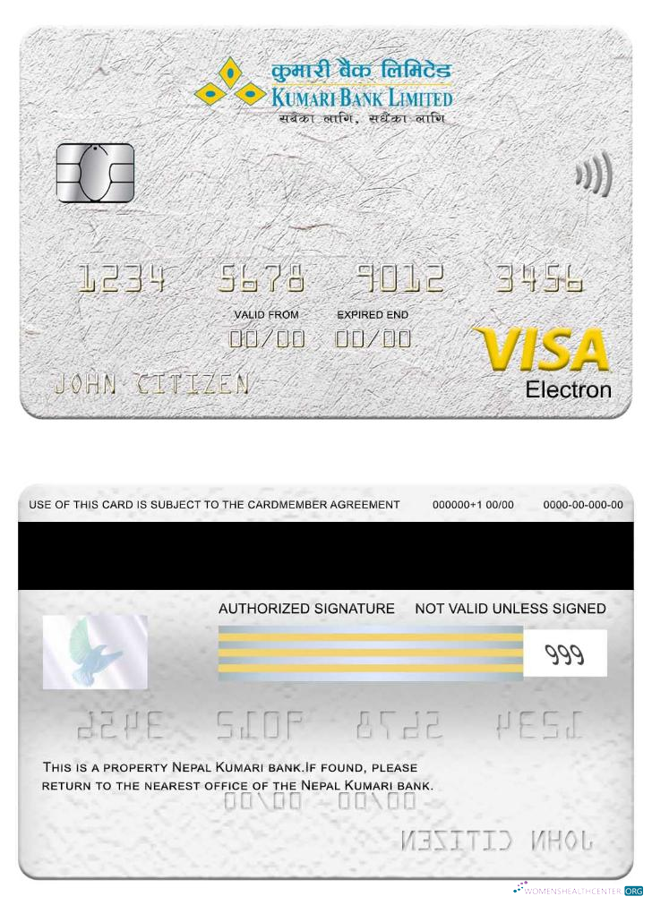 Download Nepal Kumari Bank visa electron card Photoshop template